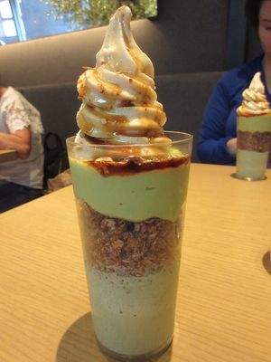 Matcha parfaits at Cosme Kitchen Adaptation - Atre West in Tokyo