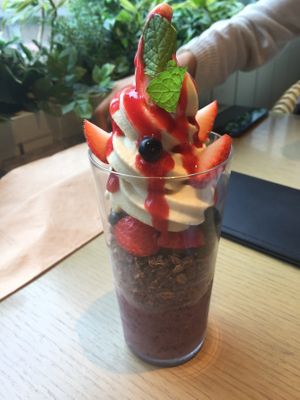 Berry parfait— good but I liked the matcha one better, personally at Cosme Kitchen Adaptation - Atre West in Tokyo