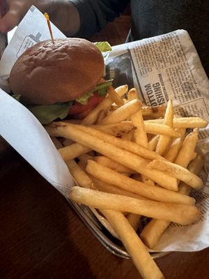 Chicken sandwich with fries   at Cascade Restaurant in Lutsen