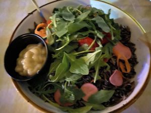 American grains bowl without egg and plain tahini instead of dressing  at Cascade Restaurant in Lutsen