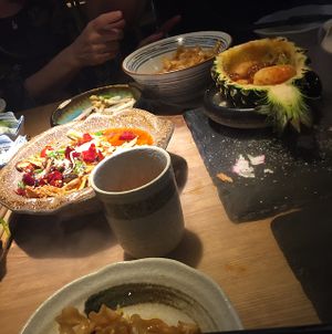 sweet and sour seitan served in a pineapple! at ShuǐMù Shēng in Guangzhou