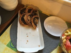 Breakfast cakes cut in half at Vital Hotel Novina in Krystofovo Udoli