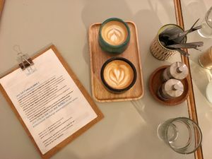 Cappuccino with oat milk at haepinest in Innsbruck