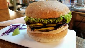 lentil burger at Capana in Koh Phangan