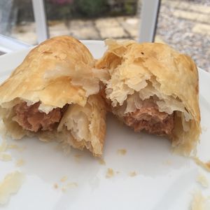 Vegan sausage roll at Crazy Bean Cafe in Great Bookham