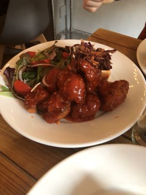 Cauliflower wings in sweet chilli and sriracha at Crazy Bean Cafe in Great Bookham