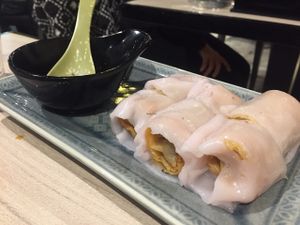 Spring roll in steamed rice roll at The Veggie in Kowloon