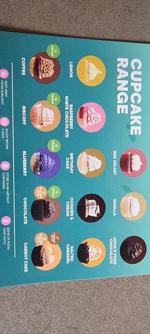 Cupcake menu card at Cupcake Central in Maribyrnong