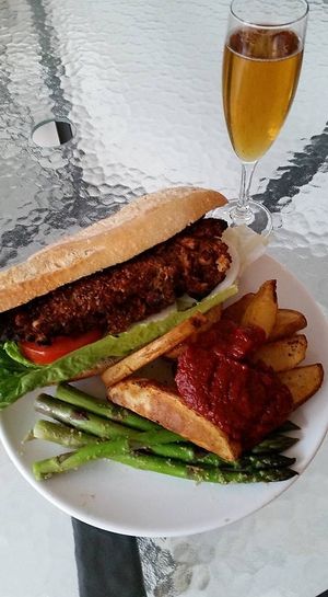 Falafel with air fried potatoes  at Pirate Palms Plant-Centered Retreats in Naples