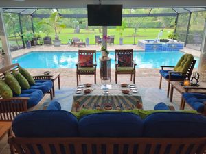 Pool lounge at Pirate Palms Plant-Centered Retreats in Naples