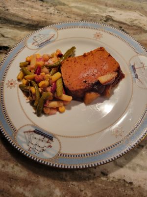 "Ham" with 4 bean salad at Pirate Palms Plant-Centered Retreats in Naples