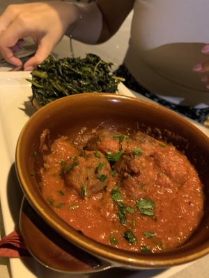 Vegan meatballs with tomato sauce at Origano Campo de' Fiori in Rome