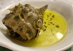 Roman style artichoke   at Origano Campo de' Fiori in Rome