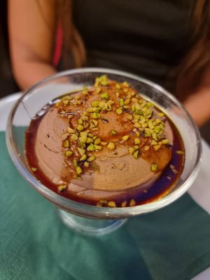 Vegan Chocolate mousse (good) at Origano Campo de' Fiori in Rome