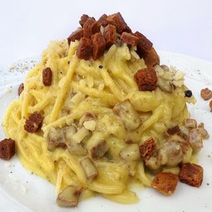 Spaghetti alla Carbonara Vegani - Vegan Carbonara  #Veganuary at Origano Campo de' Fiori in Rome
