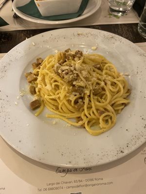 Carbonara - amazing!  at Origano Campo de' Fiori in Rome