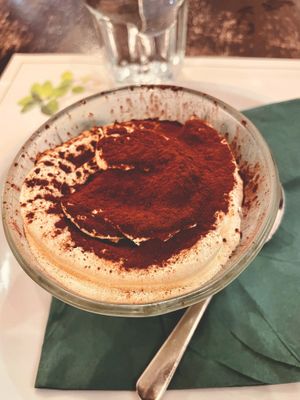 vegan tiramisu at Origano Campo de' Fiori in Rome