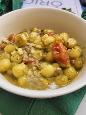 Vegan basil pesto gnocchi at Origano Campo de' Fiori in Rome