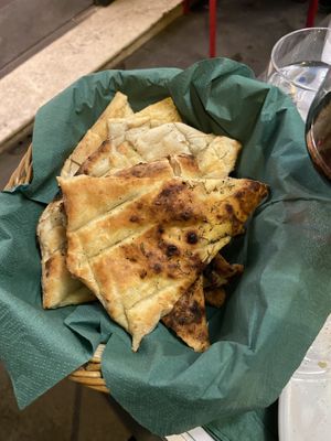 Plain foccacia with rosemary   at Origano Campo de' Fiori in Rome