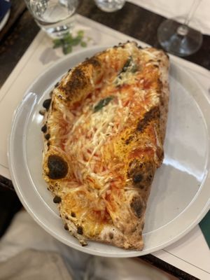'Vegan "Mezzaluna" (half Margherita, half calzone)  at Origano Campo de' Fiori in Rome