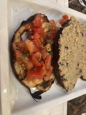 Vegan bruschetta with hummus  at Origano Campo de' Fiori in Rome