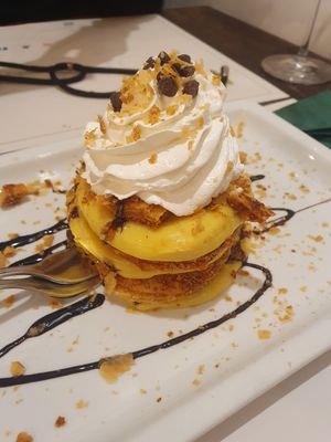 Vegan gnocchi and thousand leaves cake at Origano Campo de' Fiori in Rome