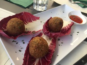 fried eggplant balls at Origano Campo de' Fiori in Rome