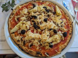 Vegan pizza at Origano Campo de' Fiori in Rome