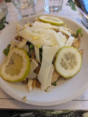 Vegan artichoke carpaccio at Origano Campo de' Fiori in Rome