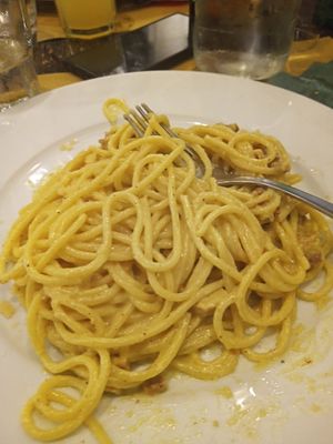 Carbonara vegana at Origano Campo de' Fiori in Rome