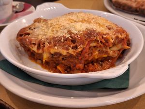 Super delicious lasagna at Origano Campo de' Fiori in Rome