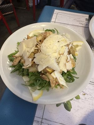 Artichoke carpaccio with vegan cheese - very citrusy   at Origano Campo de' Fiori in Rome