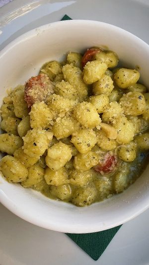 Vegan basil pesto gnocchi   at Origano Campo de' Fiori in Rome