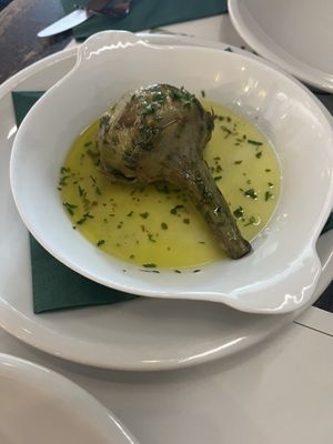 Artichoke alla romana  at Origano Campo de' Fiori in Rome