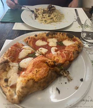 Mezzaluna and cacio e pepe  at Origano Campo de' Fiori in Rome