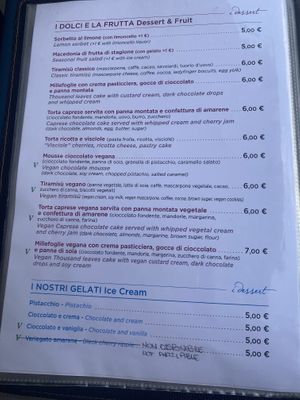 Menu  at Origano Campo de' Fiori in Rome