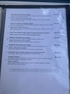 Menu  at Origano Campo de' Fiori in Rome