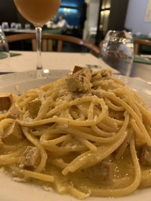 Vegan Carbonara  at Origano Campo de' Fiori in Rome