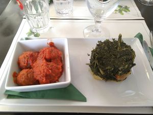 Vegane meatballs at Origano Campo de' Fiori in Rome