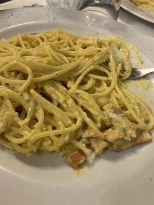 Vegan pasta Carbonara (v.good) at Origano Campo de' Fiori in Rome