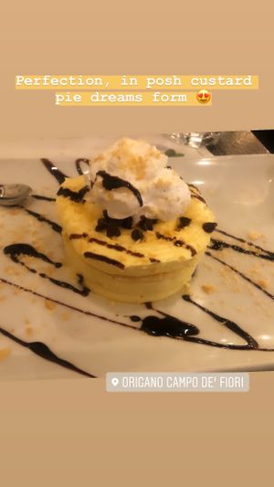 Vanilla cream dessert at Origano Campo de' Fiori in Rome