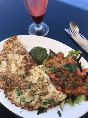 spelt crepe with sautéed tomatoes and pesto + small side salad (amazing salad dressing!)  at Noah's Ark in La Gomera