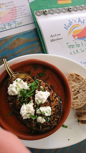Stuffed aubergine  at Noah's Ark in La Gomera