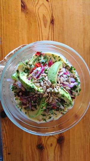 Avocado salad  at Noah's Ark in La Gomera
