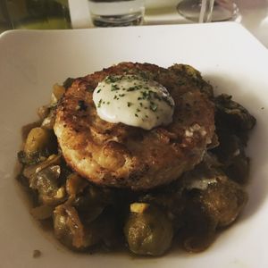 Vegan crab cake at Delice & Sarrasin in New York City