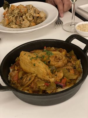 Chicken dish with peppers and sausage  at Delice & Sarrasin in New York City