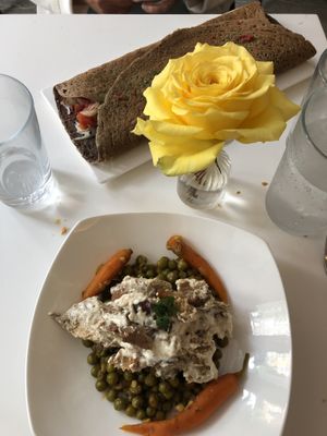 Omg this aiguillette de carard was exquisite.  I’m a huge fan peas and the mustard flavor in this dish is divine.     at Delice & Sarrasin in New York City