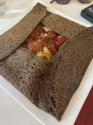 Savory crepe with vegan cheese  at Delice & Sarrasin in New York City