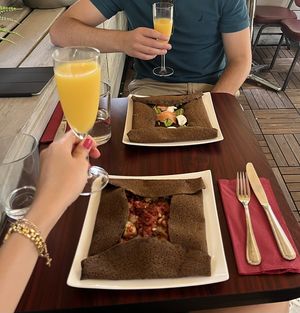 Delish! My boyfriend and I enjoyed mimosas and savory crepes outdoors. We showed up late for our reservation and the folks were still so kind about seating us right away.   at Delice & Sarrasin in New York City