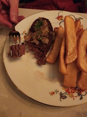 Steak and truffle fries at Delice & Sarrasin in New York City